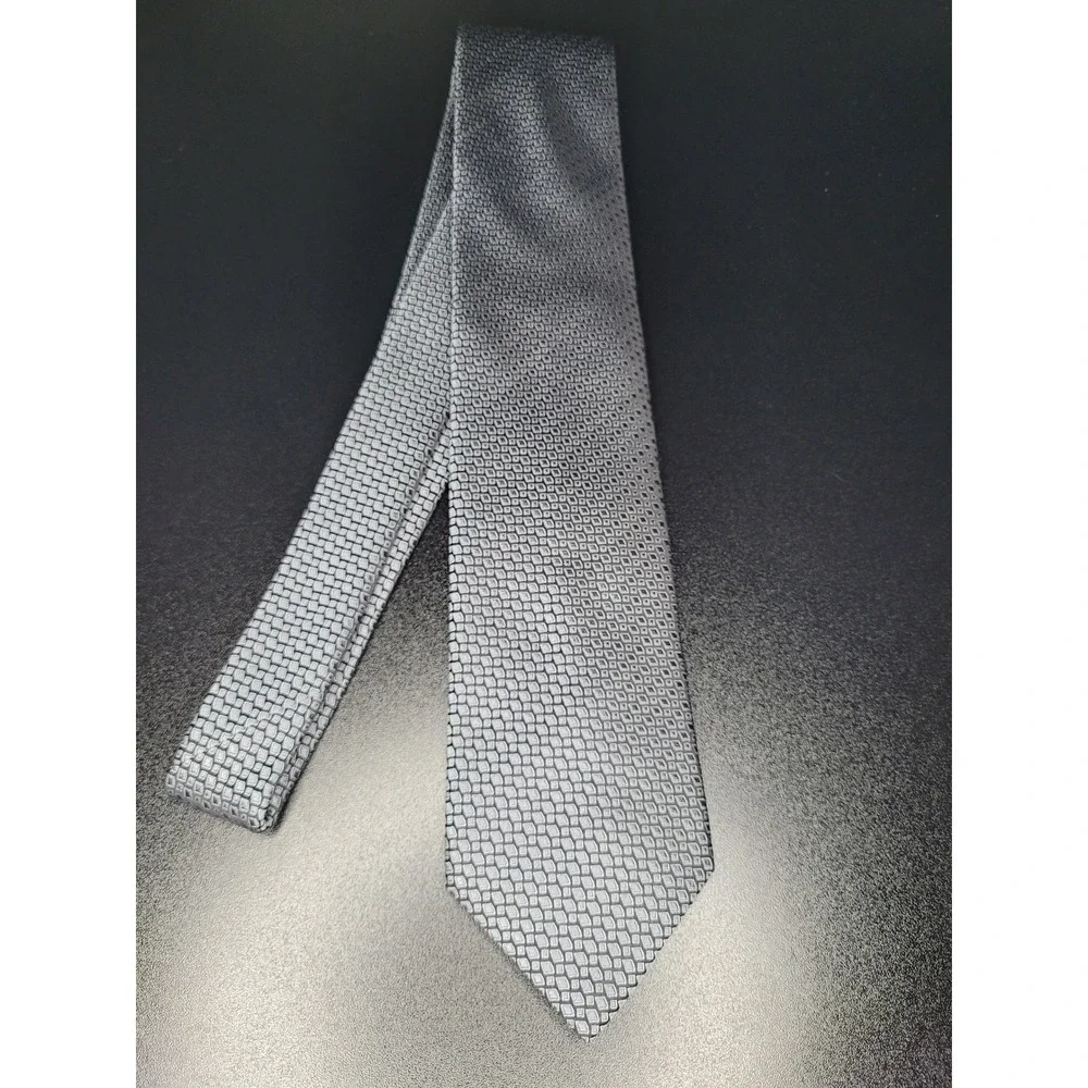 Lanvin Men's Necktie Charcoal Grey Geometric Silk 3.25